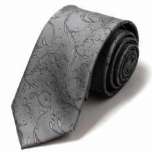Gray floral jacquard 100% silk tie