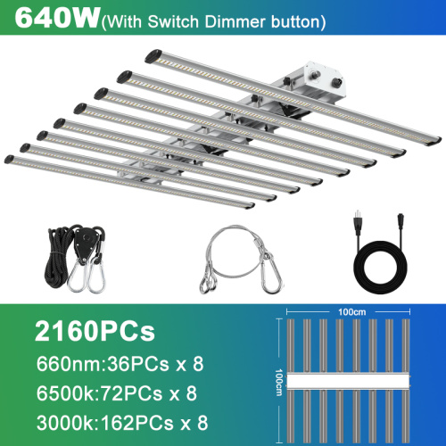 Barra de cultivo de espectro completo de Phlizon 640W Samsung