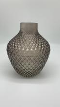Patterned Color Glass Vase with Brown Color
