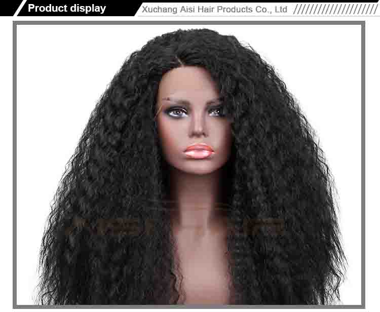 Aisi Hair Cheap Long Kinky Fluffy Natural Black Wig Afro Curly Lace Front Wig Synthetic Front Lace Hair Wigs For Black Women