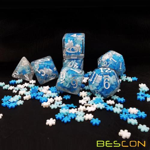 Набор многогранных игральных костей Bescon Snowflake, набор из 7 игральных костей Snowflake Poly RPG