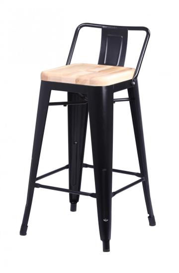 Wood seat Barstool tolix chair low backrest replica