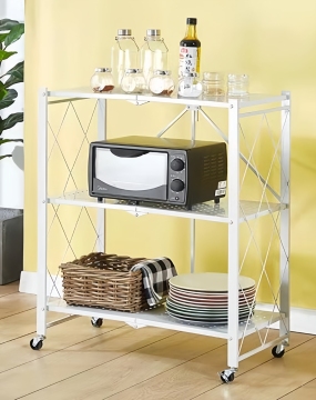 Foldable Multi-Layer Movable Storage Racks for Kitchen Storage Solution