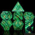 Malachite Gemstone DND Dice Set with Case, 7PCS Handmade Stone Dice Set for Dungeons and Dragons Tabletop Games