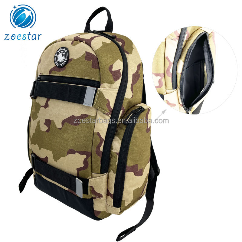 Camouflage Sports Backpack for Skating Long Board Carrying Laptop Bags Skateboard Storage Book Bag