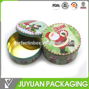 Food grade custom round christmas metal gift tin box wholesale