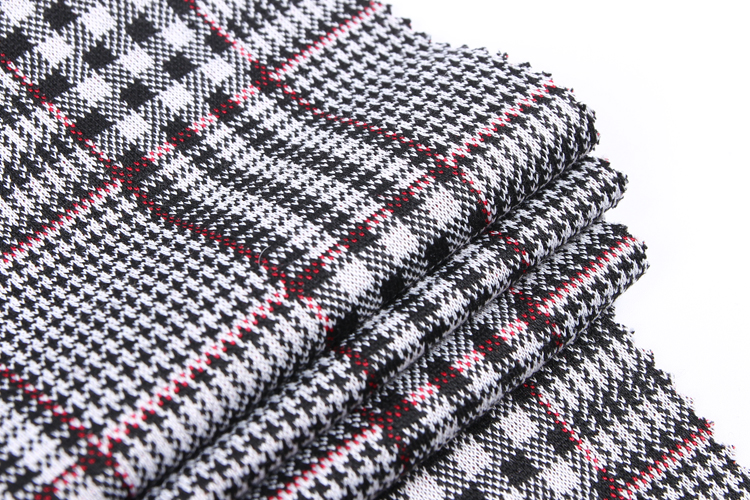 2021 fabric Colorful design white black red check jacquard fabric polyester textured garment fabric material clothes