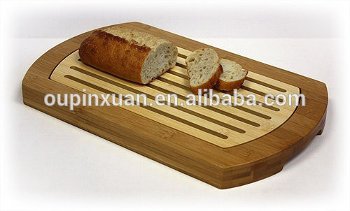 hot sale Bamboo Baguette Cutting Board Simply Bamboo Multi-Purpose Two-Tone Bamboo Crumb Tray Cutting Board Serving Tray