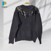 Elegant Black Silk Sweater with Beaded Sequin Design