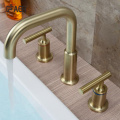 Brushed Gold Lavatory Waterfall 3 Hole Basin Faucet