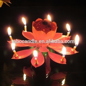 rotating rose flower music candle