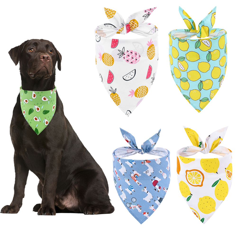 New Pet Triangle Scarf Summer Fruit Pattern Small Fresh Dog Saliva Towel Pet Scarf In Stock