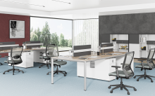 Modern Benching Modular 4-Person Office Workstation