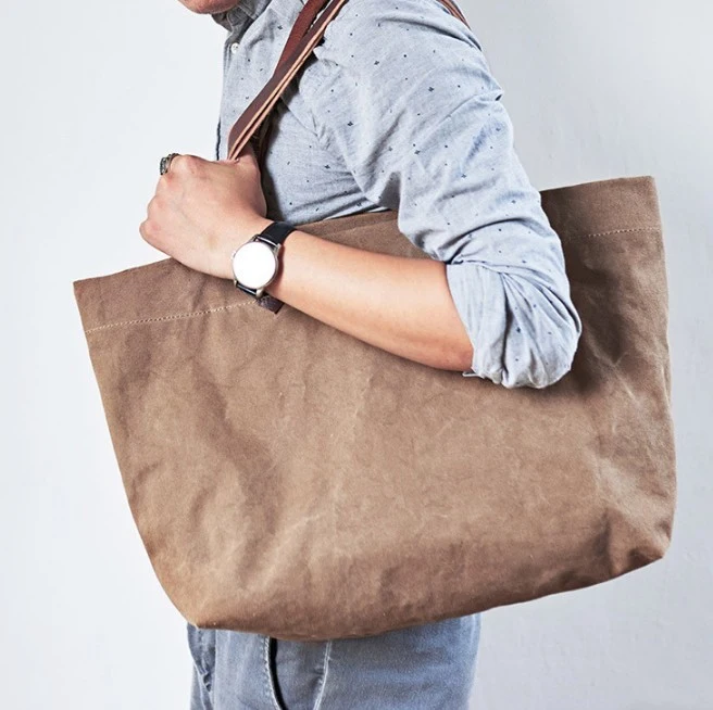 Men's Large-Capacity Neutral Tote Bag Casual Canvas Handbag