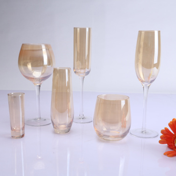 Colored Spraying High Stem And Stemless Wine Glasses