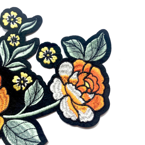 Orange Applique 3d Stickerei Blumen Patches