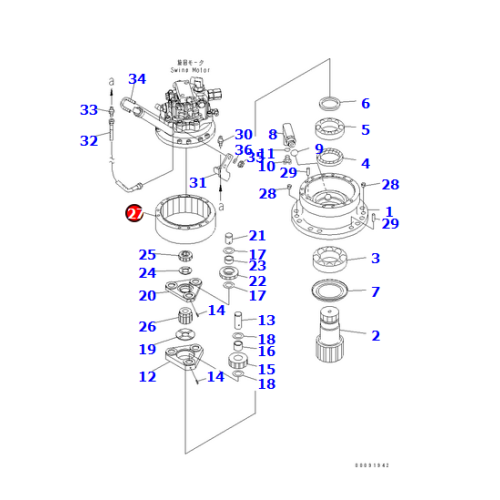 Pièces de réducteur d&#39;oscillation PC70-8 GEAR RING 21W-26-52610