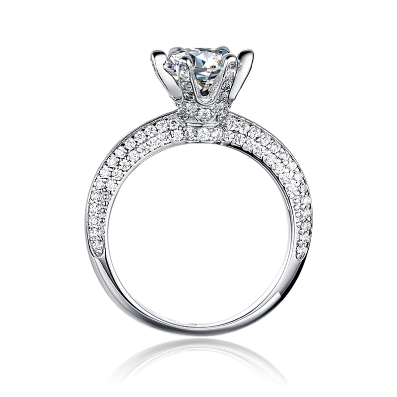 New Arrival S925 Silver Six-prongs Setting Large Moissanite Multiple Diamonds Wedding Engagement Women Gemstone Ring