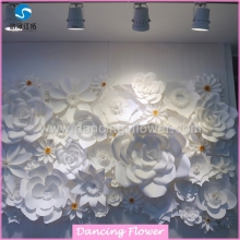 Ivory Artificial Paper Flowers Wall Backdrop Wedding Decorations