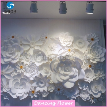 Ivory Artificial Paper Flowers Wall Backdrop Wedding Decorations