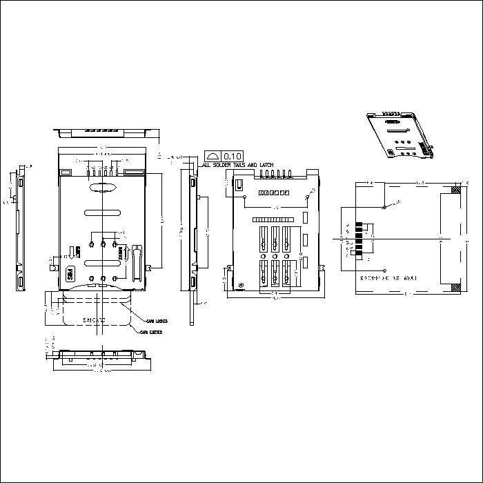 SIM series 6Pin with boss 1.85mm height connector ATK-SIM6B185A007