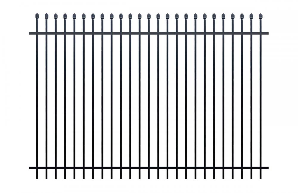 white curved wrought iron fence