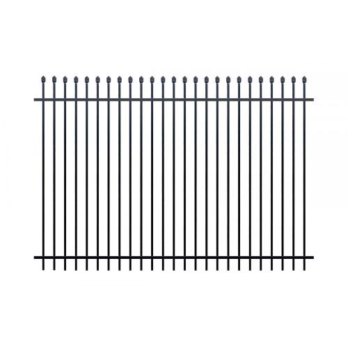 white curved wrought iron fence