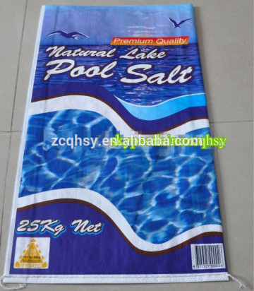 Custom 25kg durable salt bag/pp woven salt packing bag with lamination / colorful printing pp salt bag 25kg pp plastic salt sack