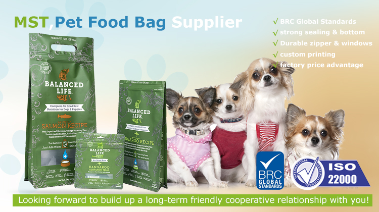 biodegradable zipper bags kraft paper pet food pouch