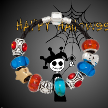 Halloween Gifts Leather Pumkin Ghost Cham Beaded Bracelets