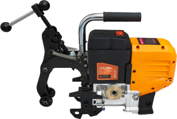 Battery-powered rail drilling machine
