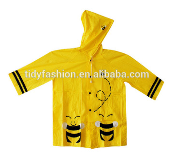 Yellow Cartoon Waterproof Childrens PVC Raincoat