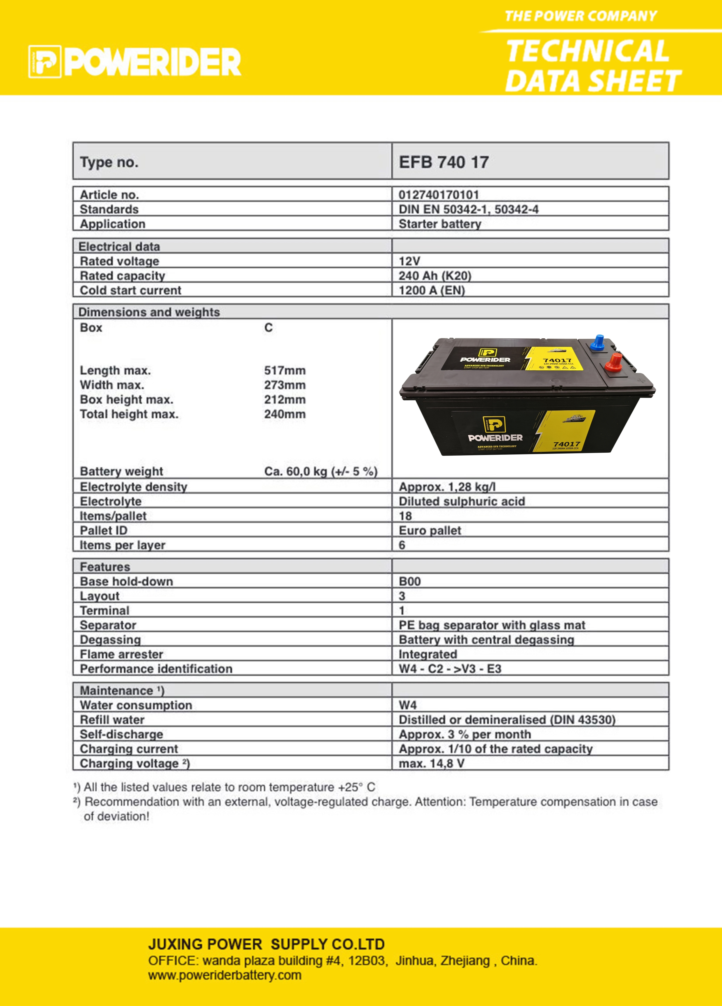 240AH Truck battery for heavy-duty vehicles