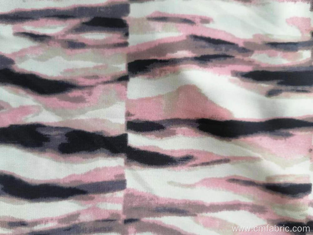 Polyester Woven Wool peach Printed Fabric