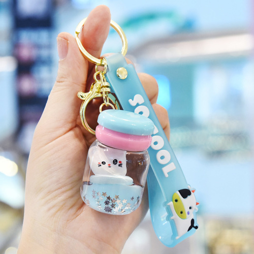 Acrylic Milk Bottle Cat Oil Keychain