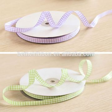 Wholesale checked material Custom polyester satin ribbon