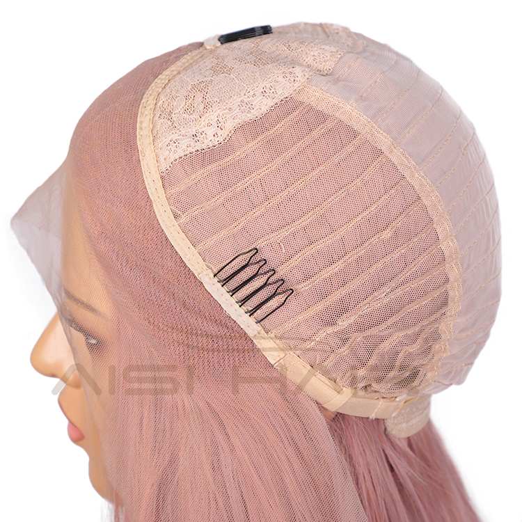 Aisi Hair New Design 26 Inch Long Silky Straight Pink Wig Cosplay Swiss Lace Wig Synthetic Hair Lace Front Wigs For Black Women