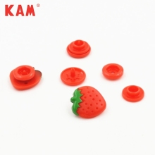 Customized Colorful Strawberry Shape 4-Part Plastic Snap Buttons for Kids' Clothes