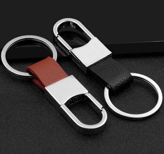 Wholesale Men's Genuine Leather Car Keychain Promotional Gifts Custom LOGO