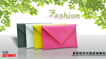 Leather file holder in envelop style with magnetic closure