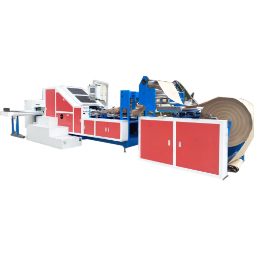 Máquina para fabricar bolsas de papel con cuerda plana redonda integrada