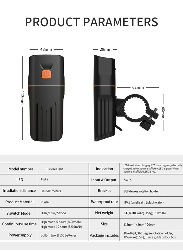 Best Version Eu Standard Adjustable Direction Brightest Usb Bicycle Front Led Light For Bike