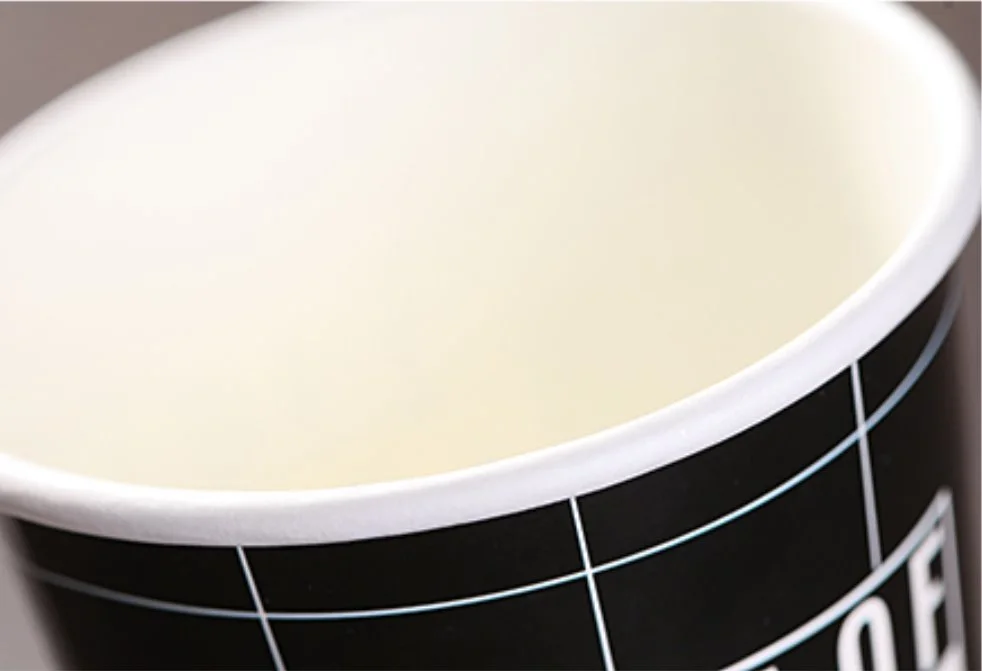 Stylish Manufacturer Custom Logo Printed Disposable Black Paper Cup with Lid