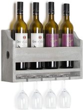 Rustic Wall Mounted Wooden Wine Rack