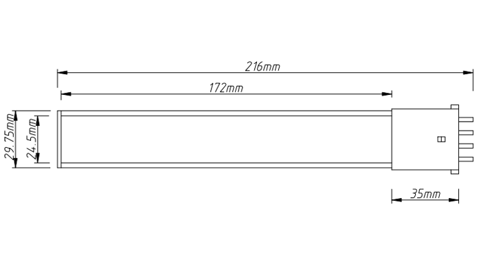 PL-2G7-8W 2G7 LED Tube Light PL Light size