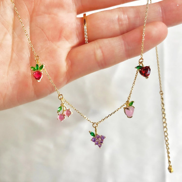 Summer Fruit Inspired Cubic Zirconia Best Friend Necklaces for Women's Fashion Jewelry Collection