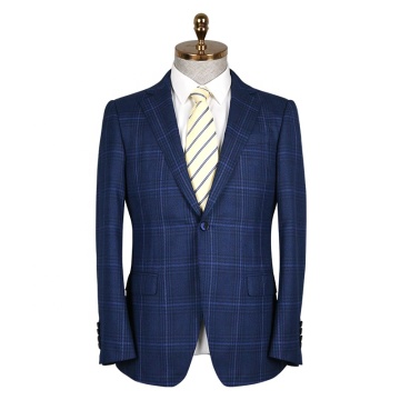 Most popular business suit half canvas suits bespoke wool fabric classic Plaid man suit