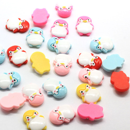 Warna-warni Penguin Kecil Berbentuk Resin Cabochon Beads Spacer 100psc / bag Untuk Dekorasi DIY Manik-manik Kerajinan Tangan Dekorasi