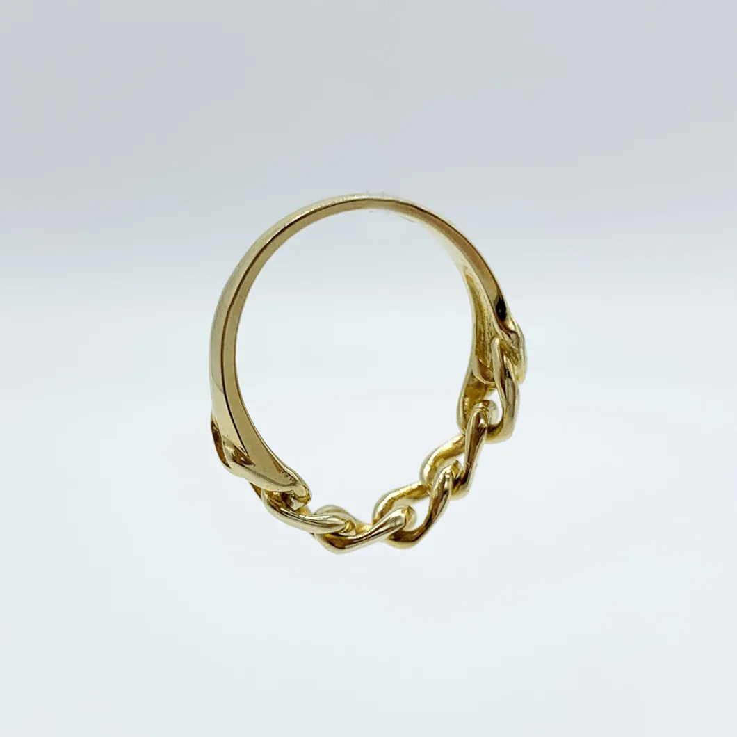 925 Sterling Silver 14K 18K Gold Simple Chain Ring