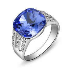 New arrival blue imitation diamond silver plated ring with Cz diamond